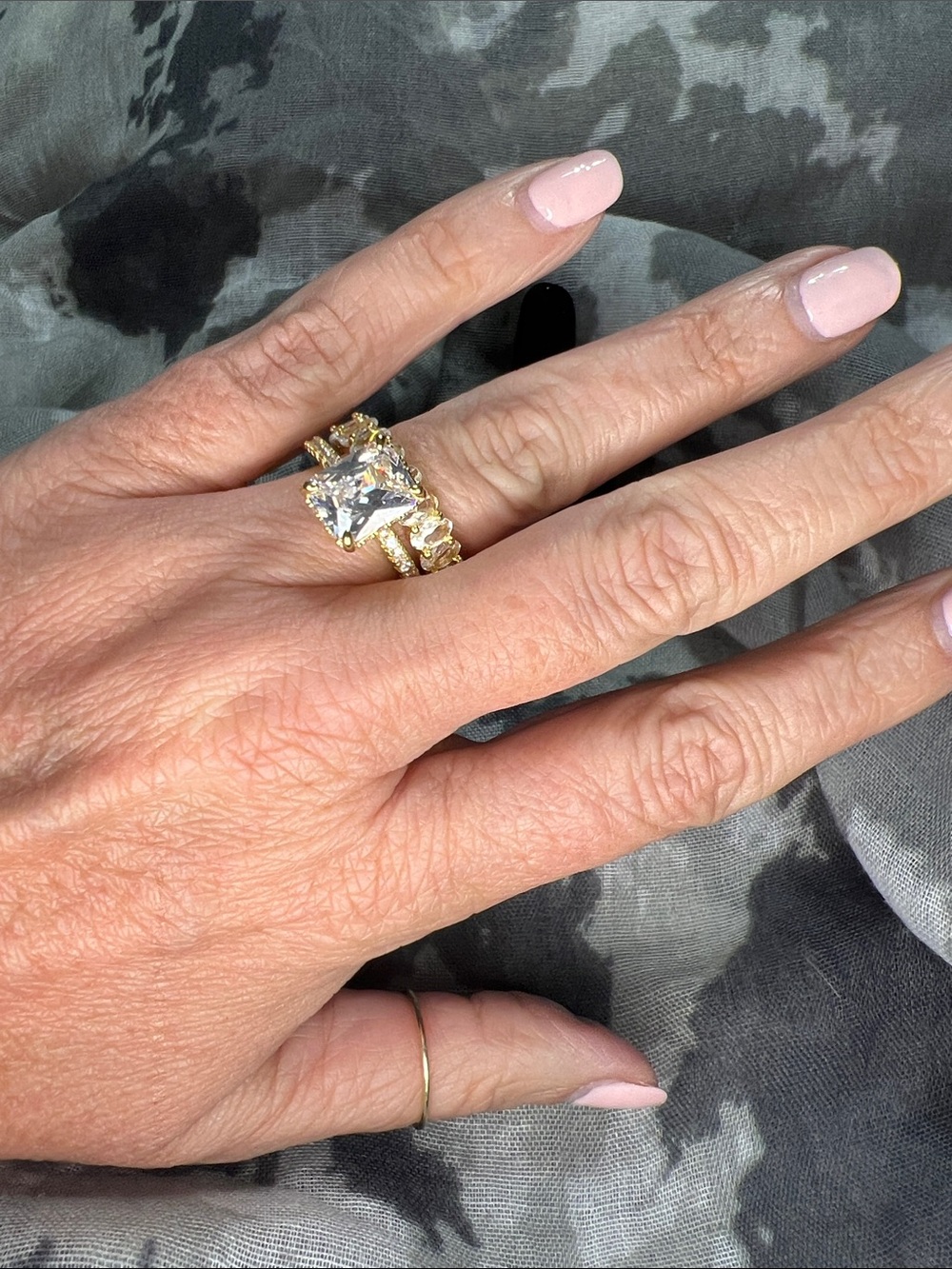 14k Gold over S925 Moissanite Ring - Both bands included